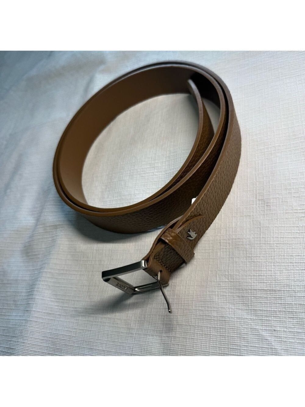 Lacoste Tan Leather Belt with Classic Silver Buckle